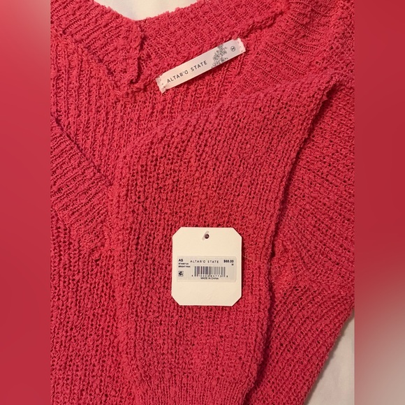 Altar'd State Vibrant Pink V-Neck Sweater - Picture 4 of 5